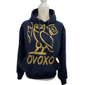 Top Star Black Graphic Hoodie Womens Large Mid Pocket Thick Blend Cotton